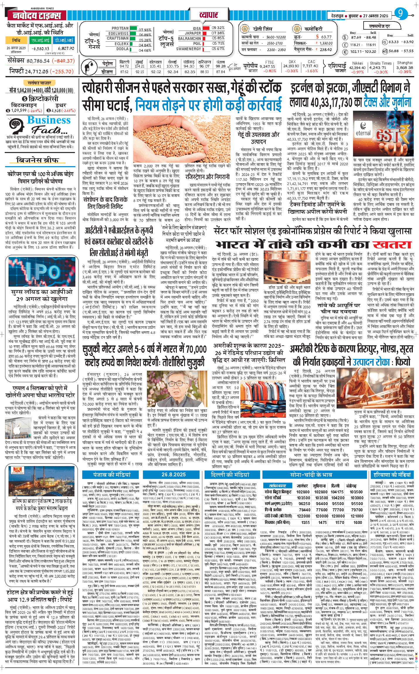 THE NAVODAYA TIMES MAIN UTTARAKHAND AND DEHRADUN 2025-08-27