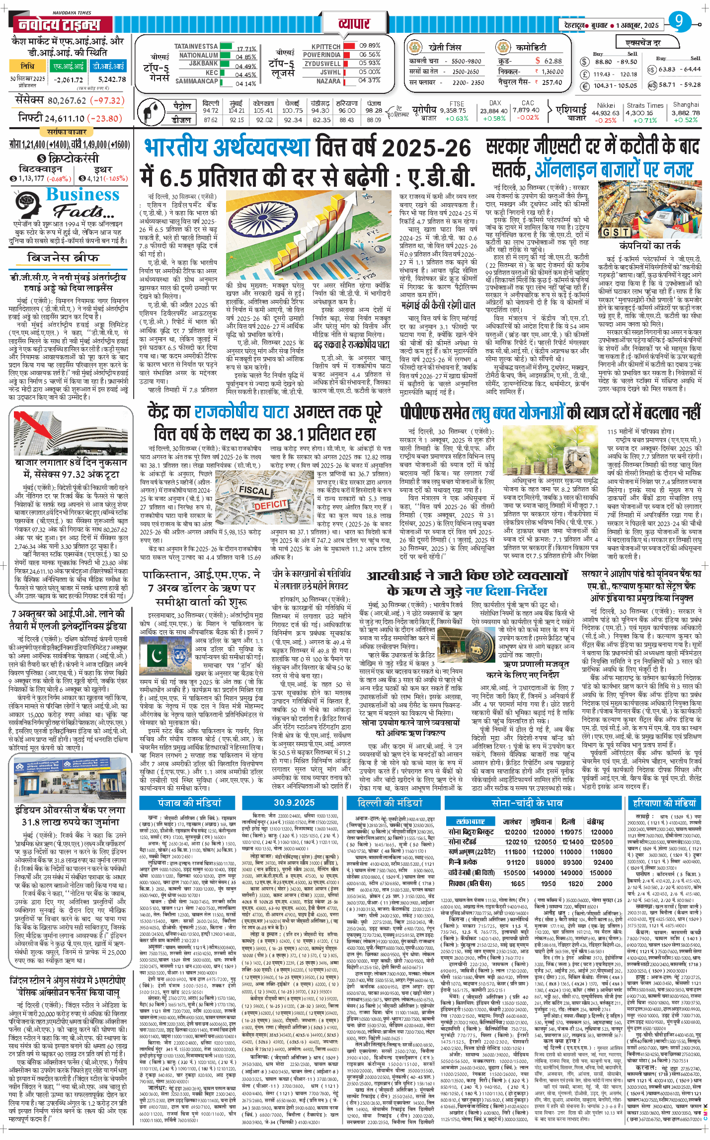 THE NAVODAYA TIMES MAIN UTTARAKHAND AND DEHRADUN 2025-10-01