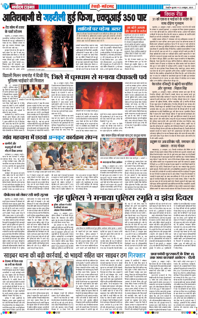 REWARI MAHENDERGARH TIMES 2025-10-22