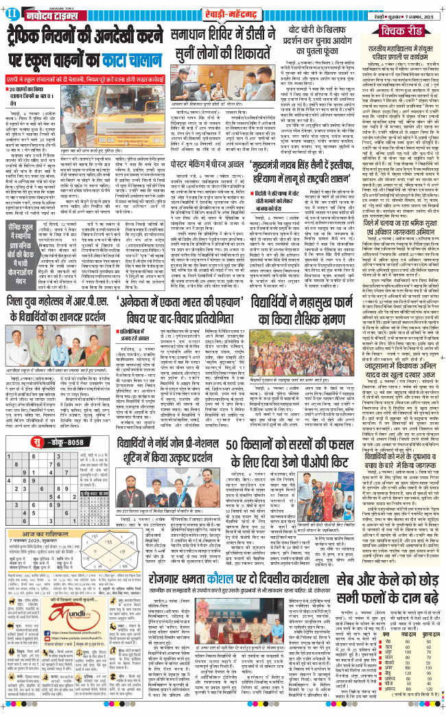 REWARI MAHENDERGARH TIMES 2025-11-07
