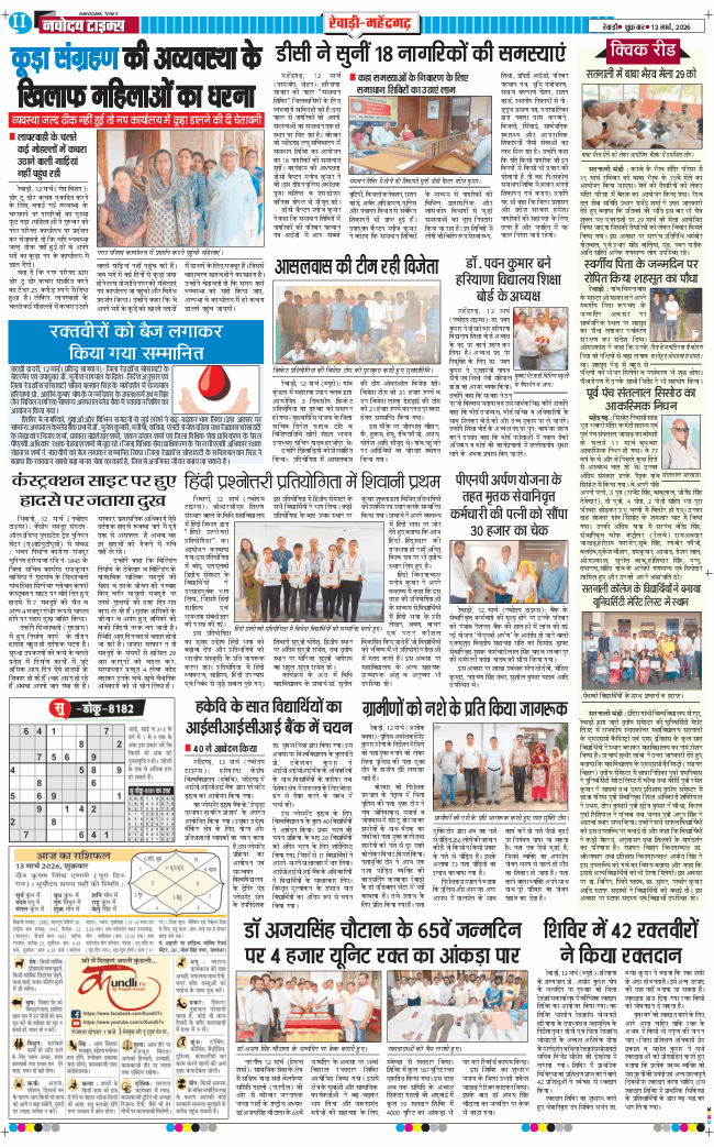 REWARI MAHENDERGARH TIMES 2026-03-13
