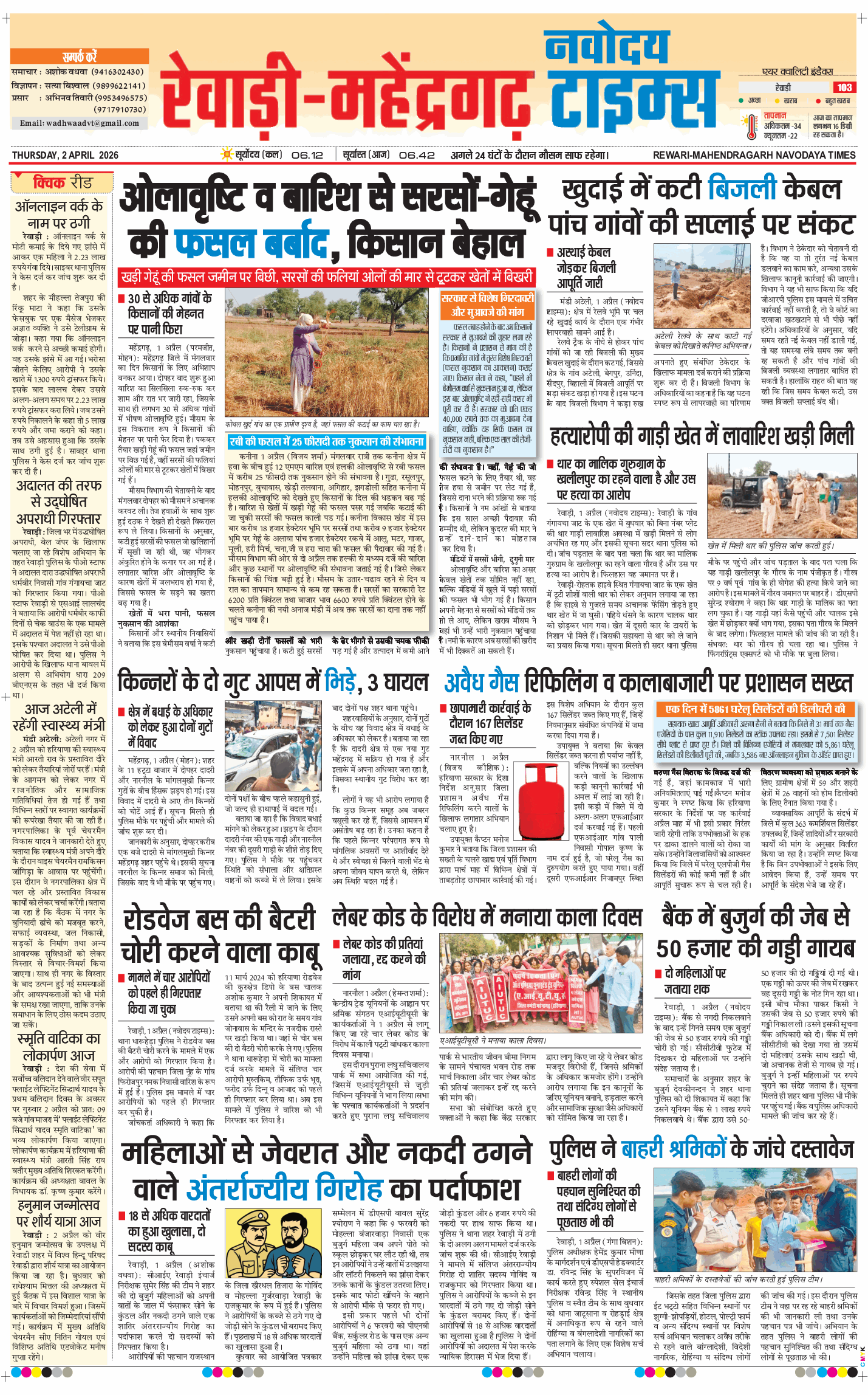 REWARI MAHENDERGARH TIMES 2026-04-02
