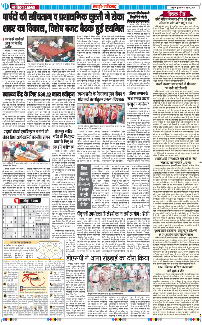 REWARI MAHENDERGARH TIMES 2026-04-08