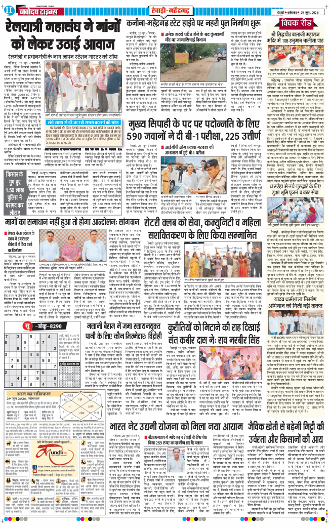 REWARI MAHENDERGARH TIMES 2026-06-29