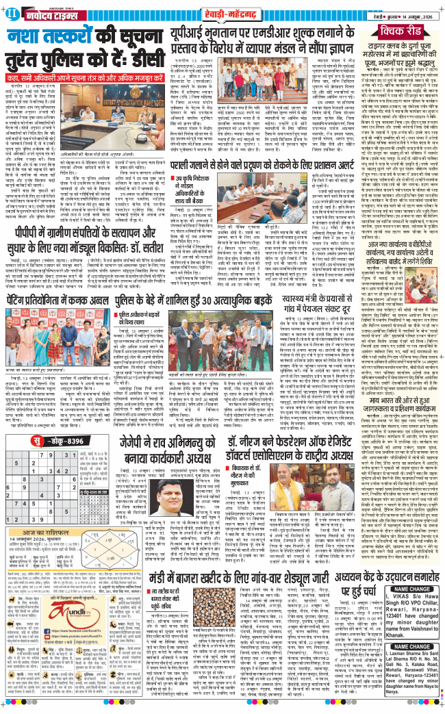 REWARI MAHENDERGARH TIMES 2026-10-14