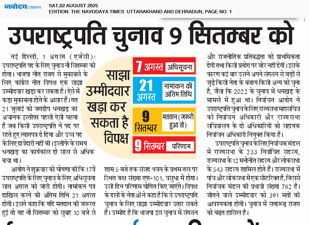THE NAVODAYA TIMES MAIN UTTARAKHAND AND DEHRADUN 8/2/2025 12:00:00 AM