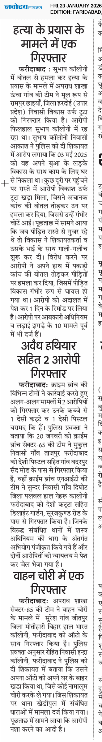 Faridabad 1/23/2026 12:00:00 AM