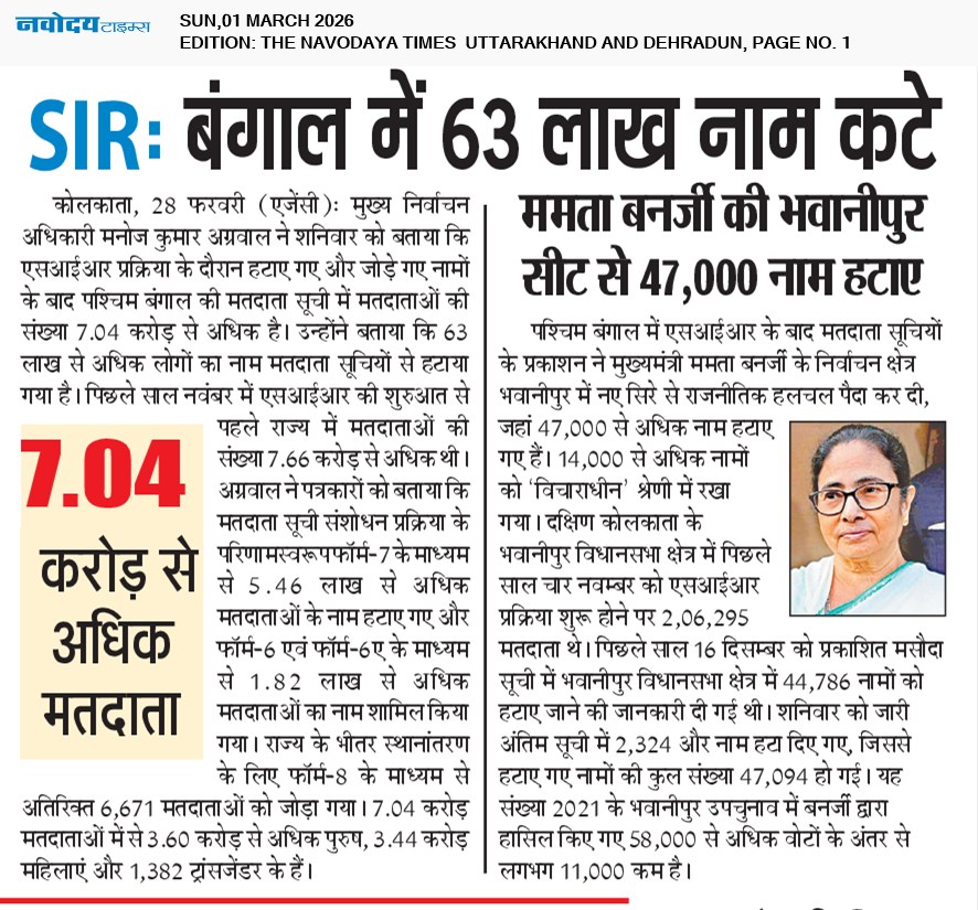 THE NAVODAYA TIMES MAIN UTTARAKHAND AND DEHRADUN 3/1/2026 12:00:00 AM