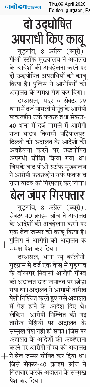 Gurgaon 4/9/2026 12:00:00 AM