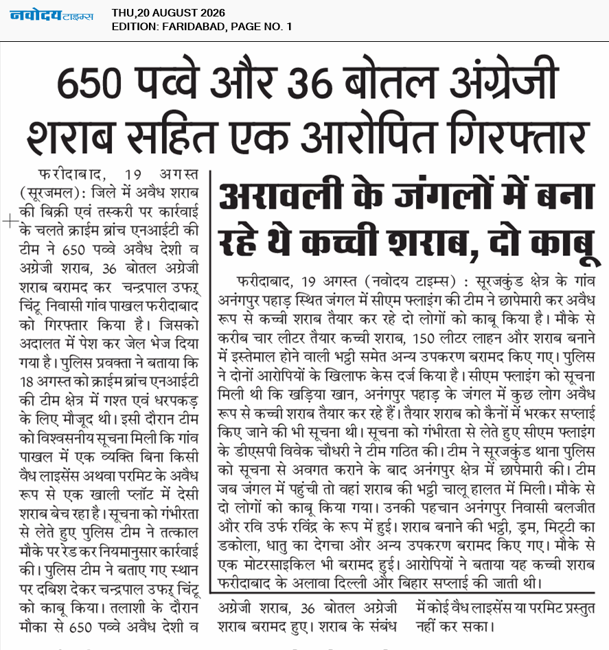 Faridabad 8/20/2026 12:00:00 AM